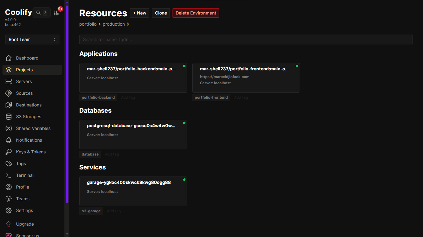 serveur en production tout fonctionne !